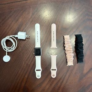 apple watch series 3 + charger and bands
